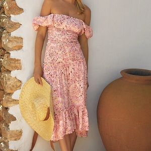MISA Off Shoulder Midi Dress from Anthropologie